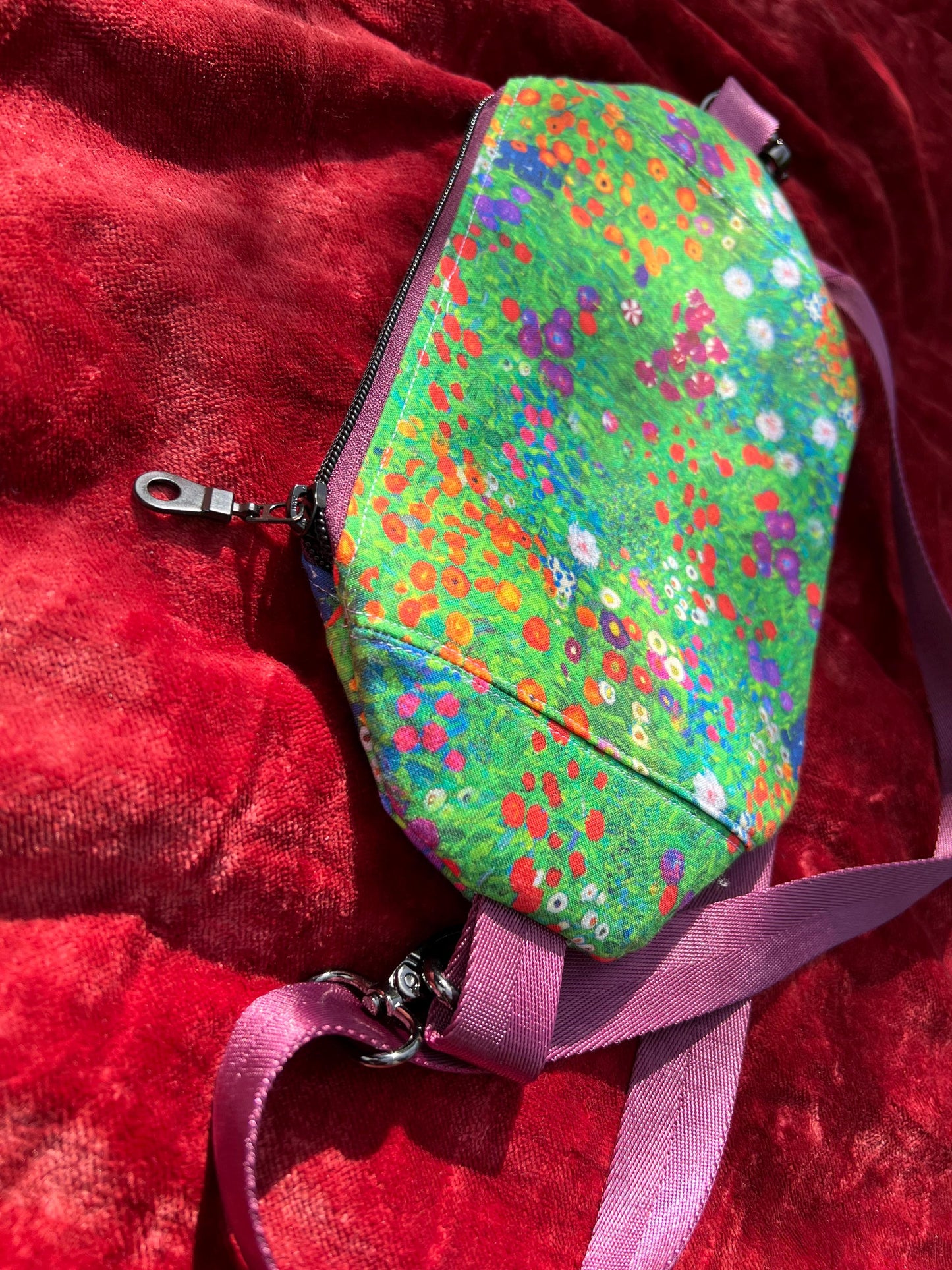 Upcycled Klimt Flower Garden Bum Bag | Eco-Conscious Fanny Pack