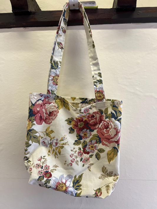 Upcycled Floral Tote Bag Unlined | Eco Conscious Market Bag | Sustainable Accessories