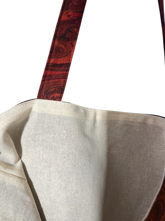 Copper Marble Tote Bag, Reclaimed Textiles, Ethically Handmade and Sustainable