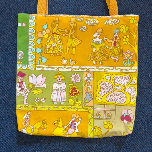 Upcycled Tote Bag in Unique 1970s Reclaimed Fabric