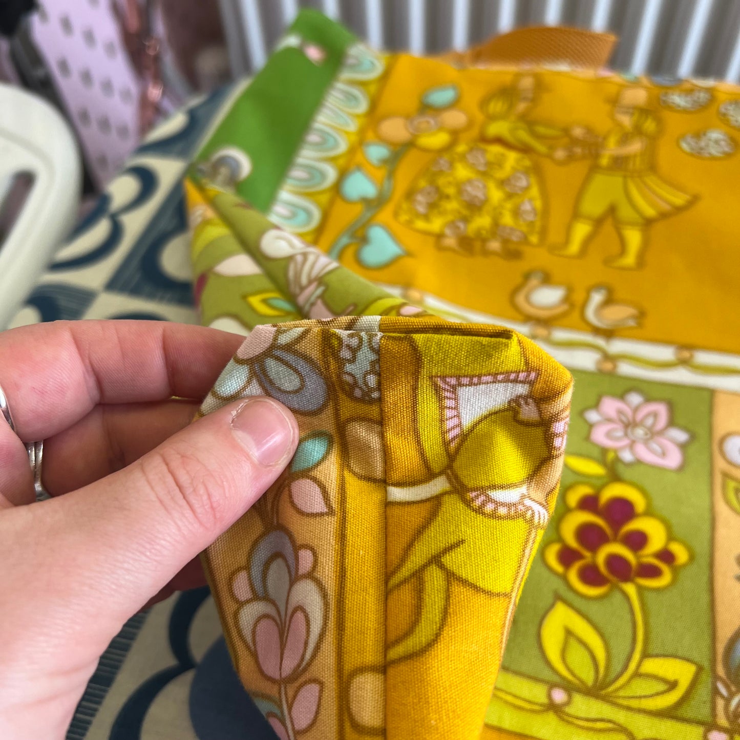 Upcycled Tote Bag in Unique 1970s Reclaimed Fabric