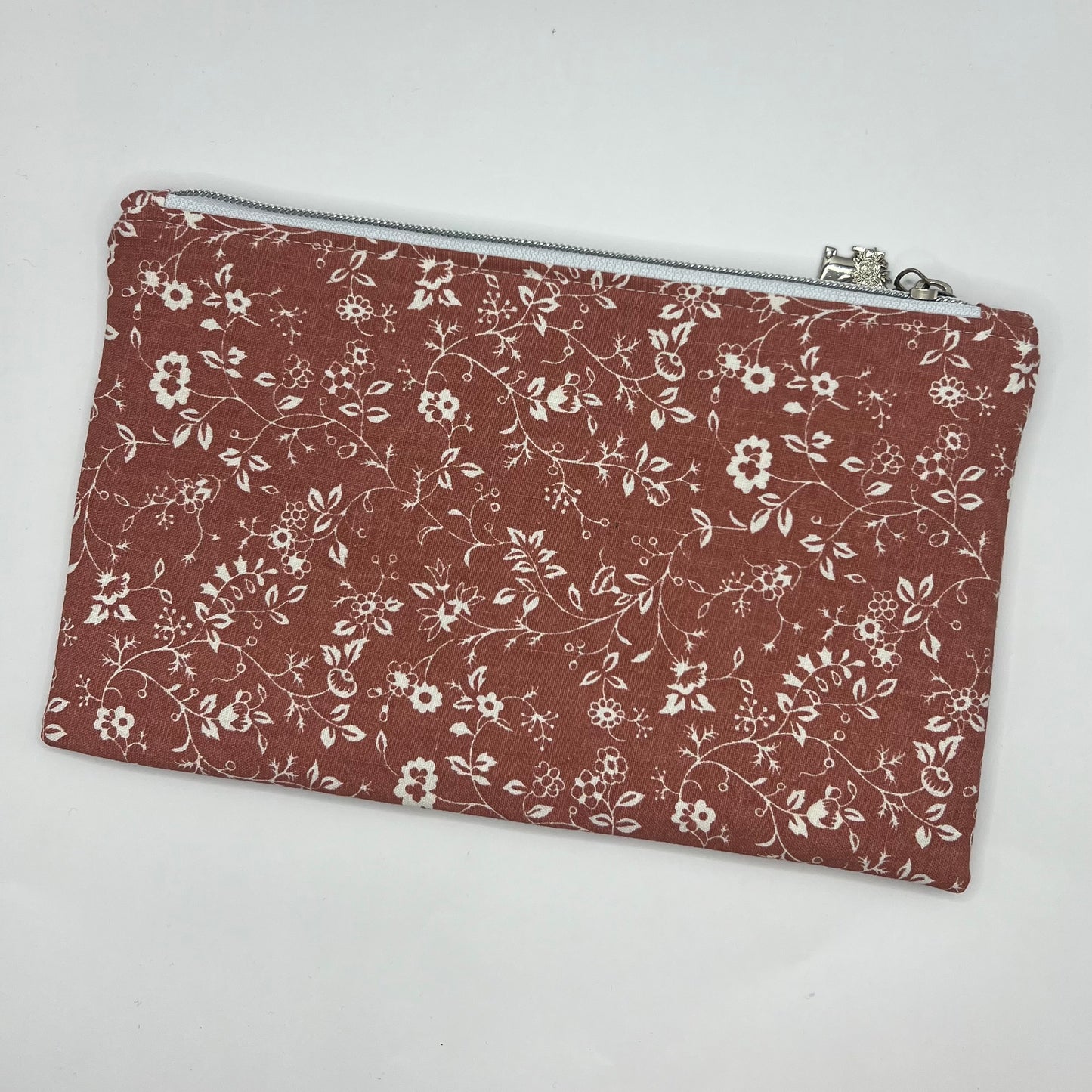 Handmade Upcycled Zipper Pouch - Coral Pink Florals