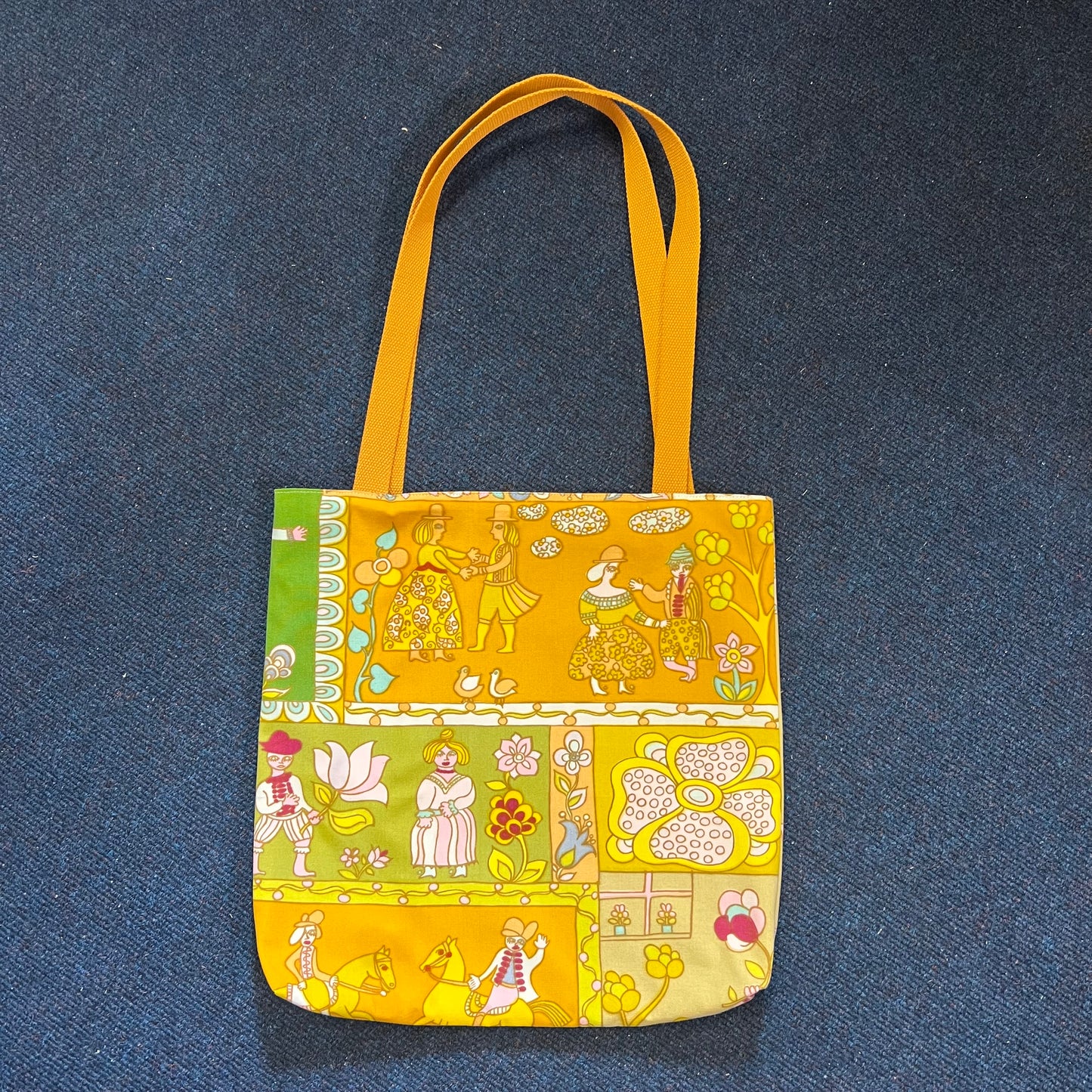 Upcycled Tote Bag in Unique 1970s Reclaimed Fabric