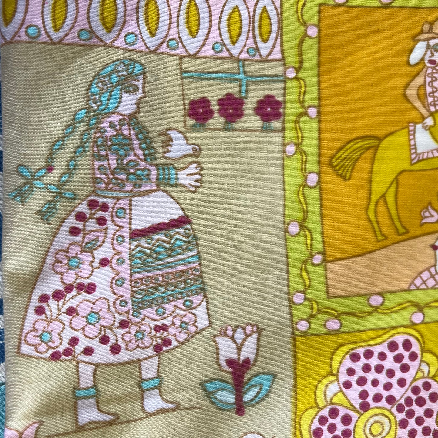 Upcycled Tote Bag in Unique 1970s Reclaimed Fabric