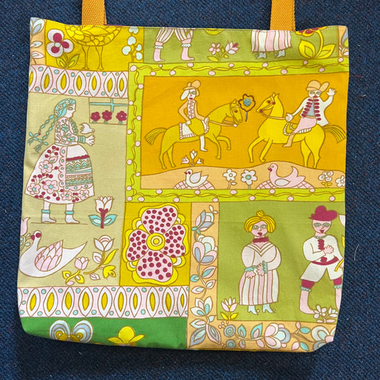 Upcycled Tote Bag in Unique 1970s Reclaimed Fabric