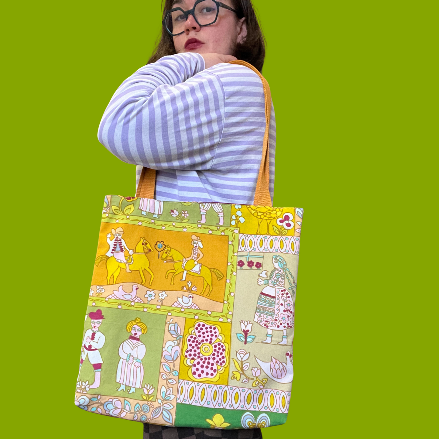Upcycled Tote Bag in Unique 1970s Reclaimed Fabric