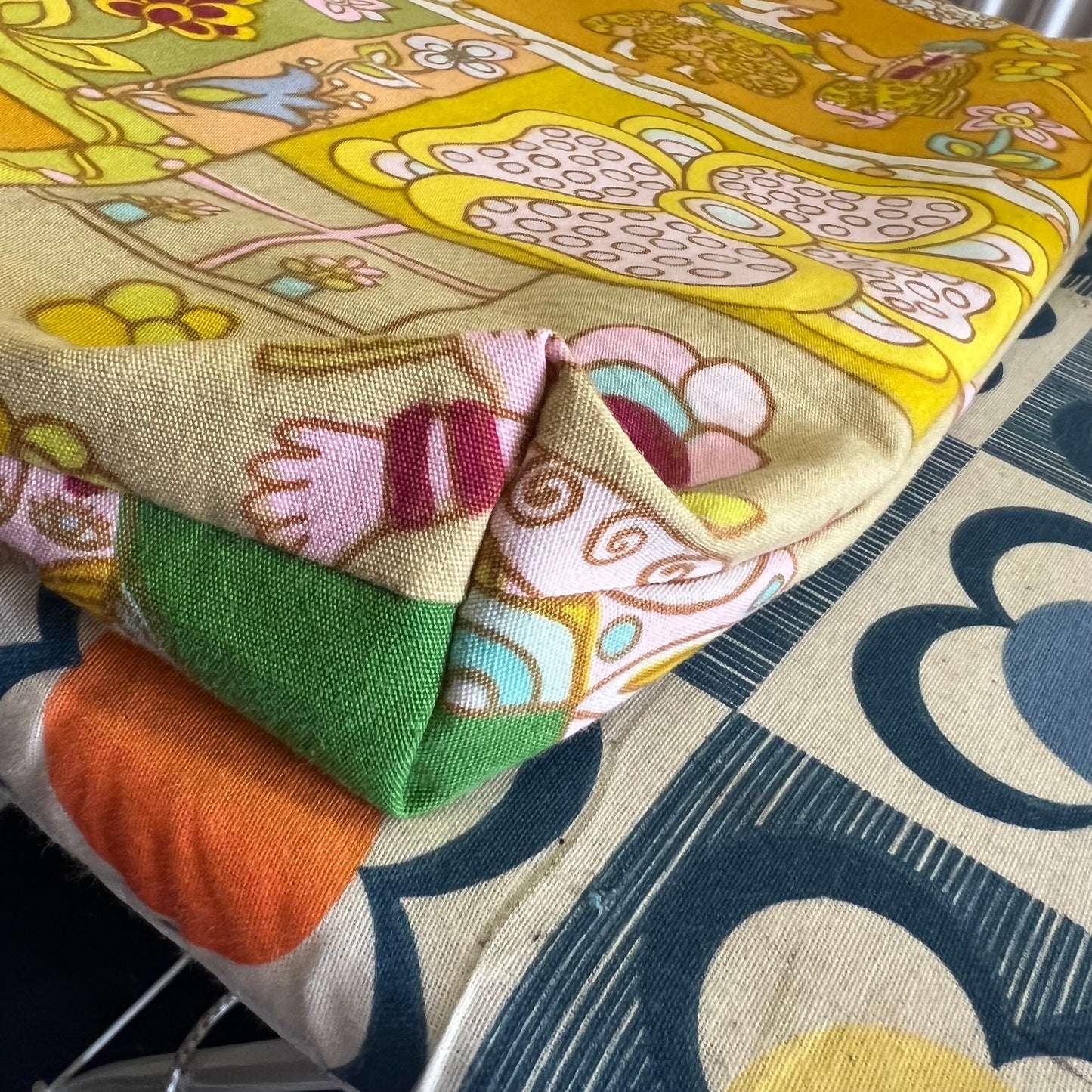 Upcycled Tote Bag in Unique 1970s Reclaimed Fabric