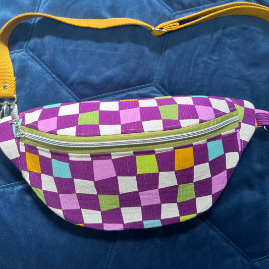 Checkerboard Sling Bag | Upcycled Vintage Streetwear Bum Bag - Ethically Handmade