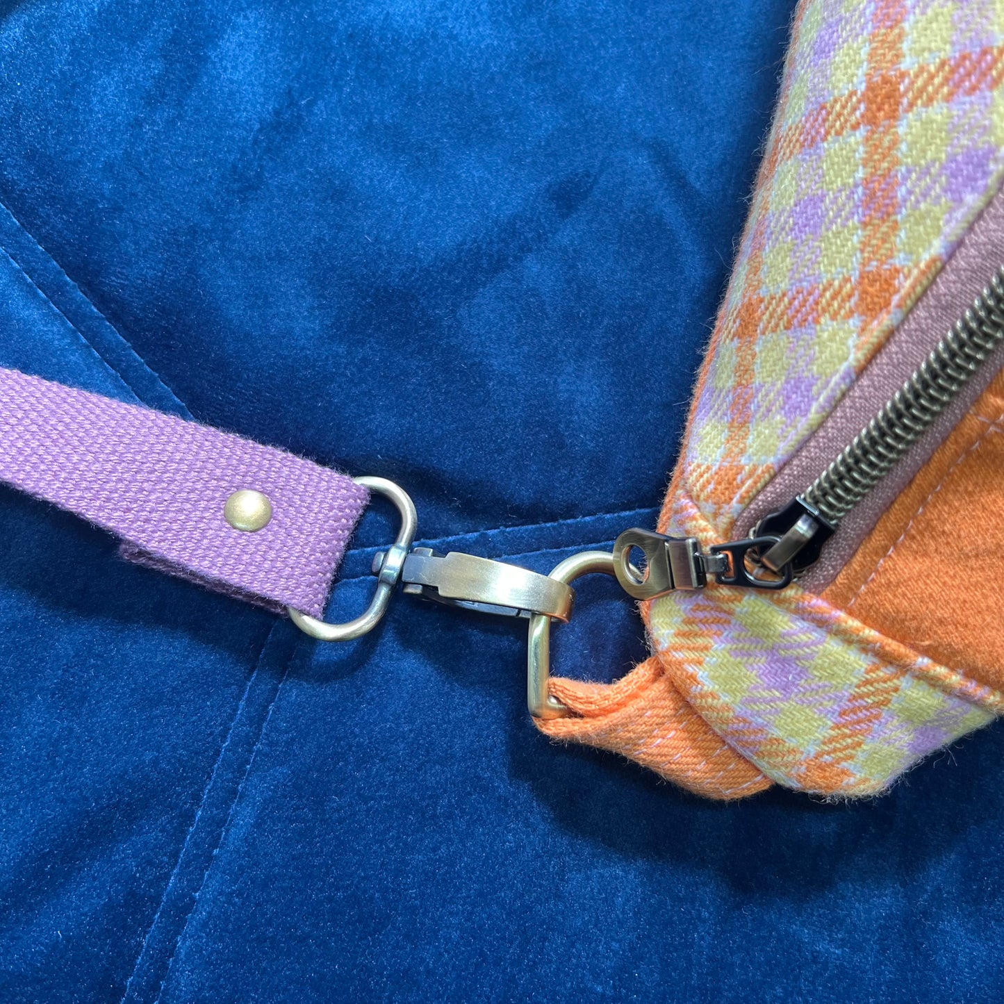 Upcycled Sustainable Orange Checked Sling Bag / Bum Bag | Streetwear and vintage inspired