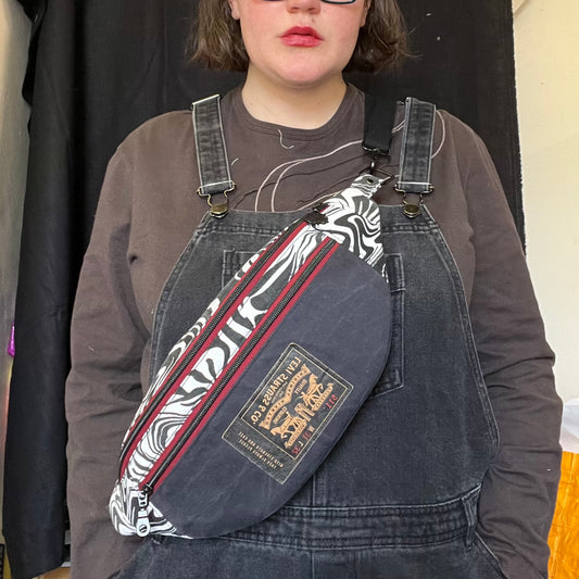 Upcycled Denim Bum Bag, Handmade Recycled Crossbody Bag