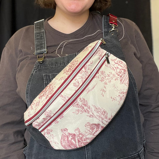 Upcycled Toile De Jouy Bum Bag, Handmade Recycled Crossbody