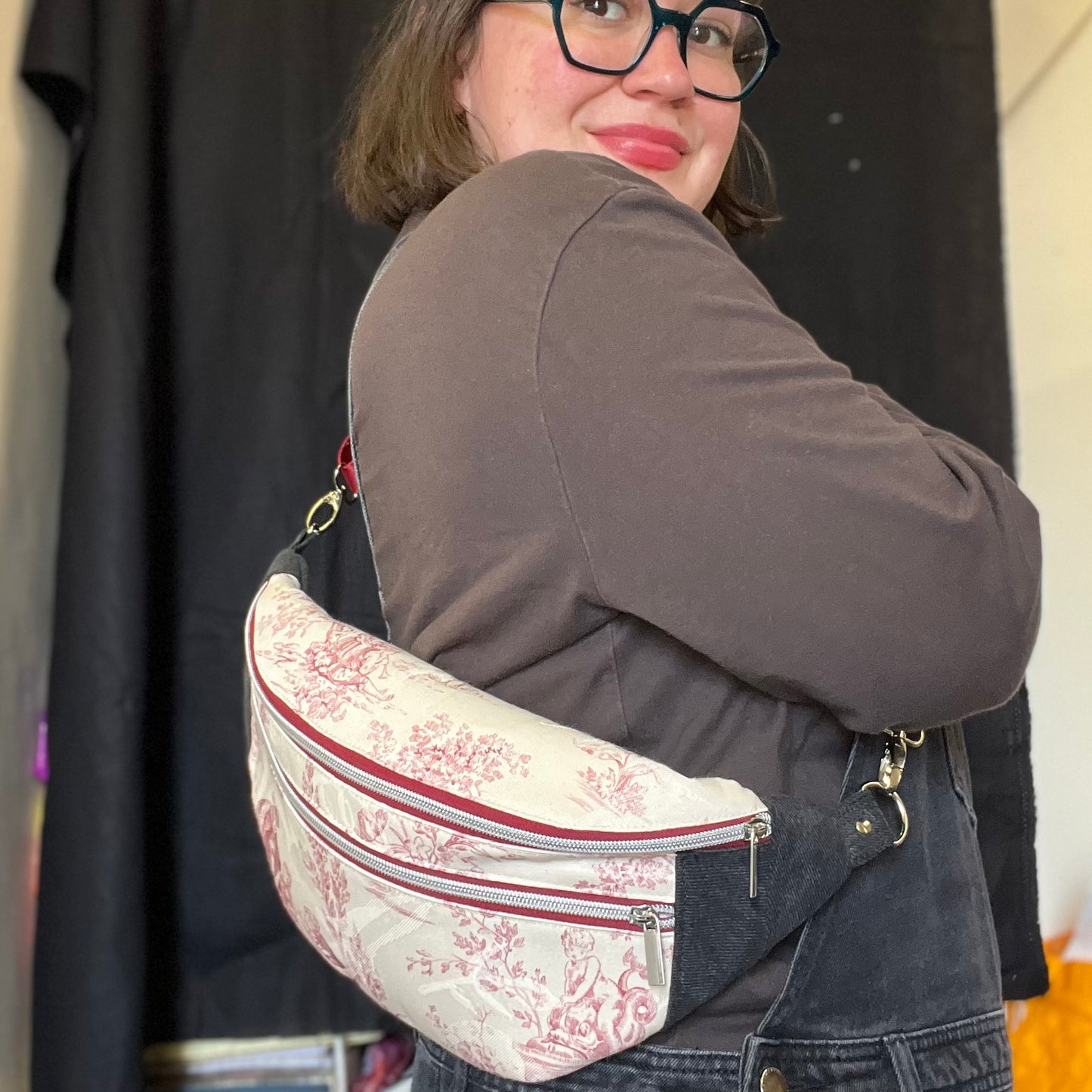 Upcycled Toile De Jouy Bum Bag, Handmade Recycled Crossbody
