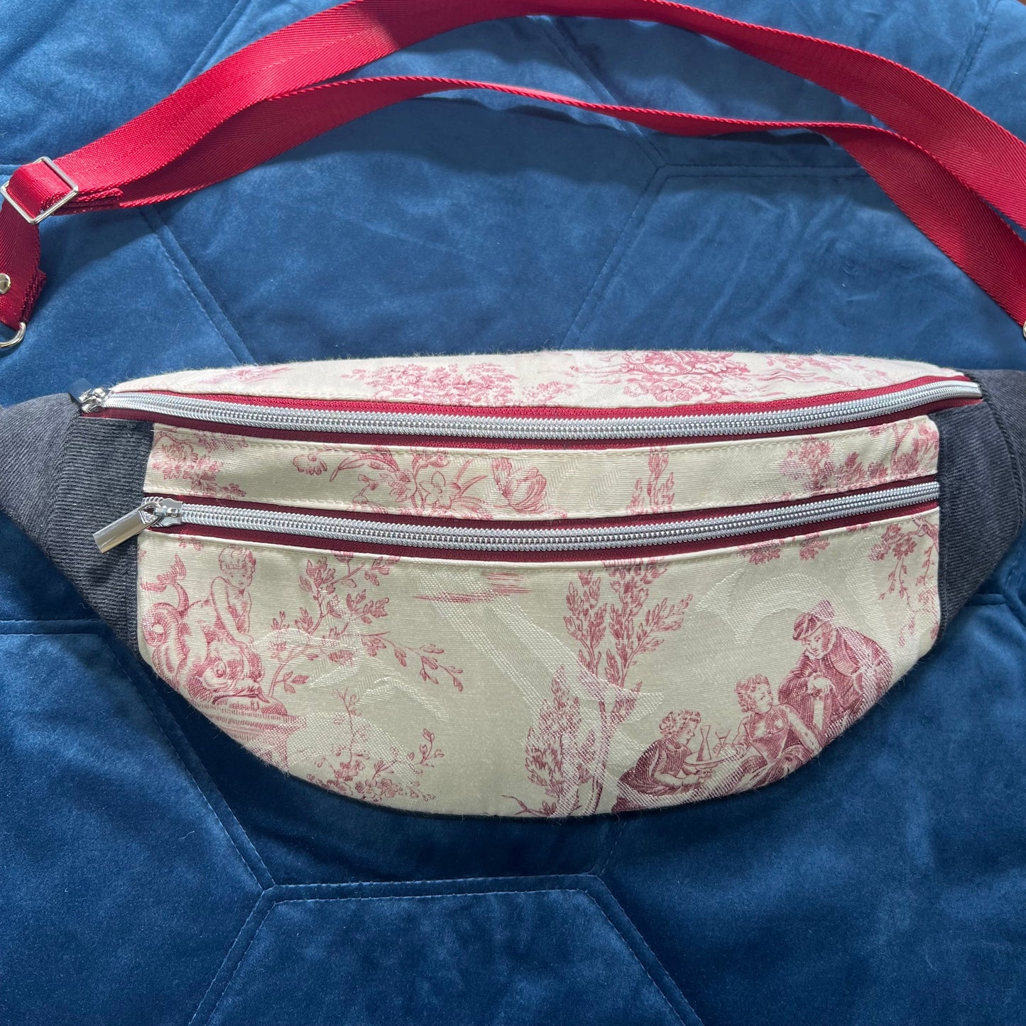 Upcycled Toile De Jouy Bum Bag, Handmade Recycled Crossbody
