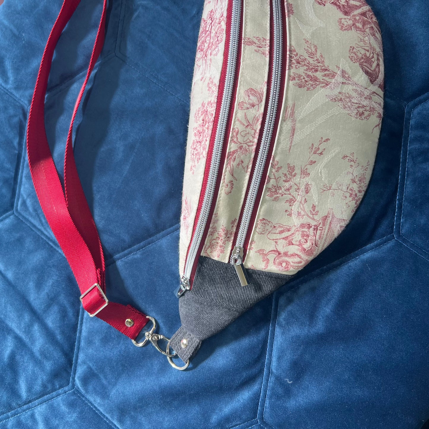 Upcycled Toile De Jouy Bum Bag, Handmade Recycled Crossbody
