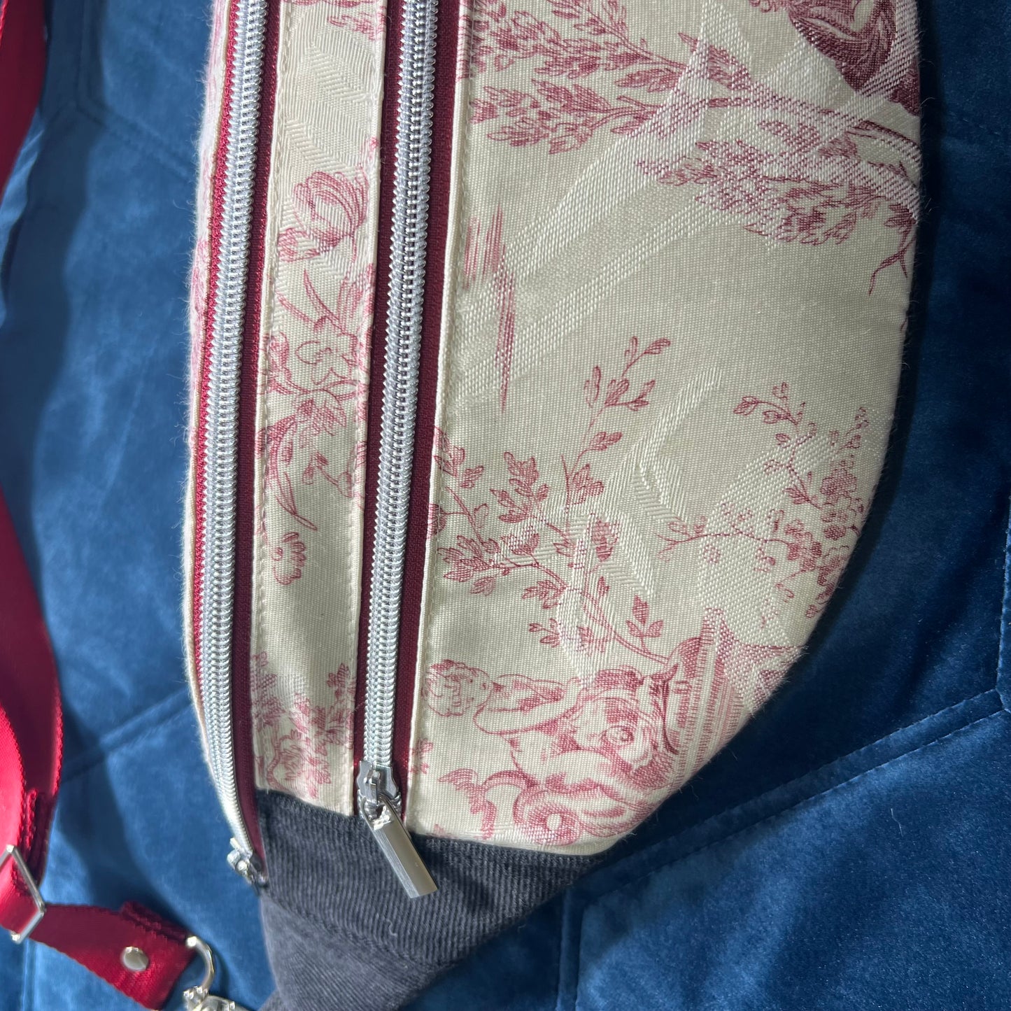 Upcycled Toile De Jouy Bum Bag, Handmade Recycled Crossbody