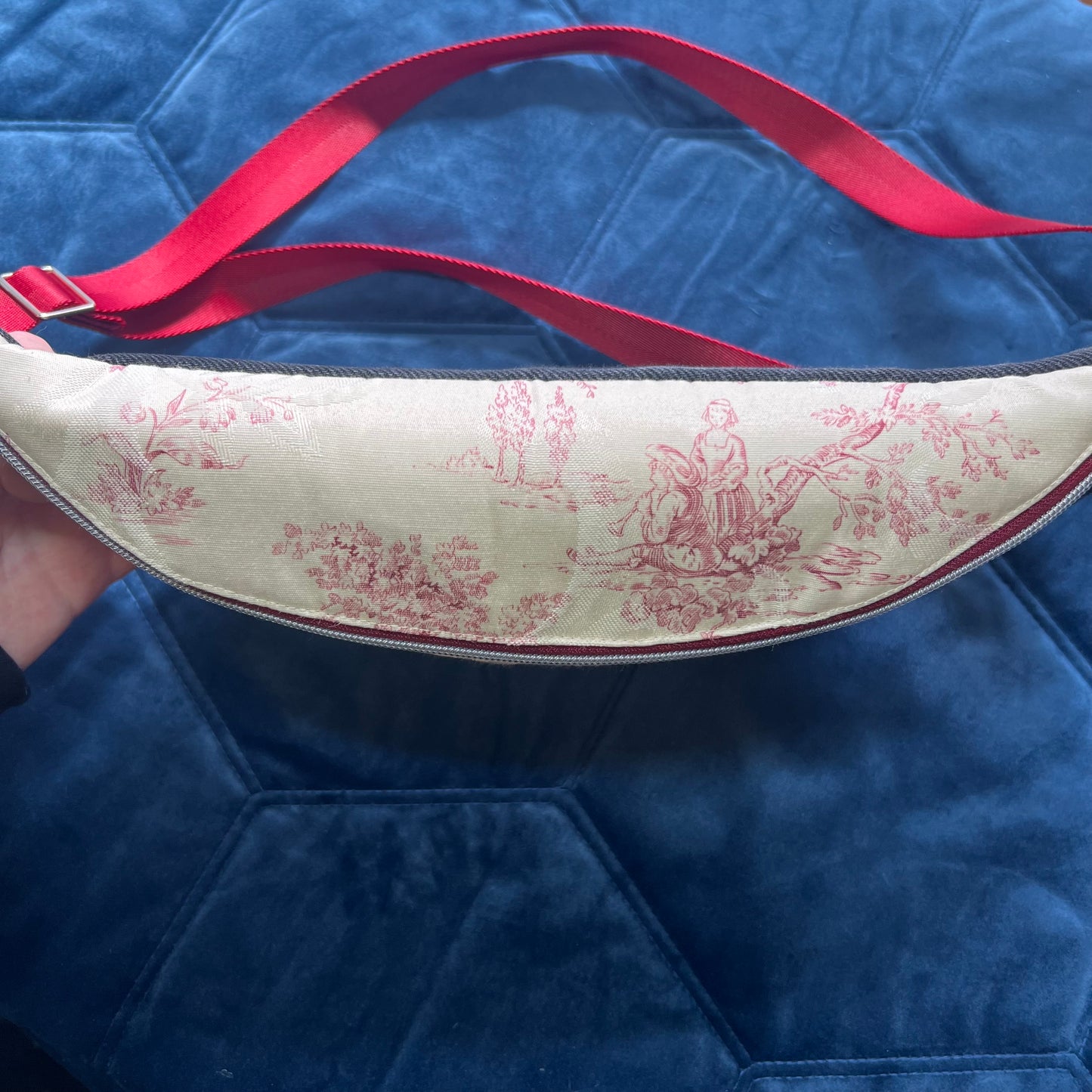 Upcycled Toile De Jouy Bum Bag, Handmade Recycled Crossbody