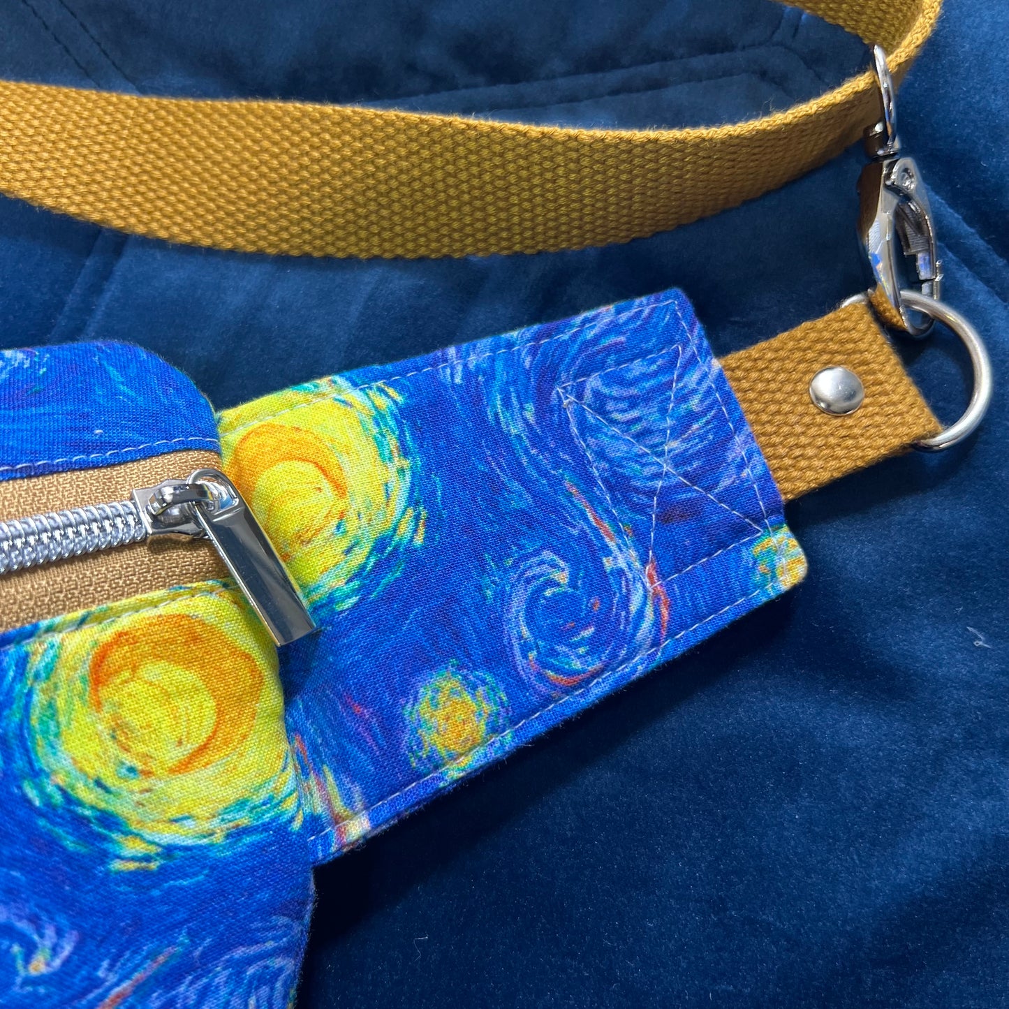 Upcycled Starry Night Sling Bag | Van Gogh Print Crossbody, Sustainable Fashion