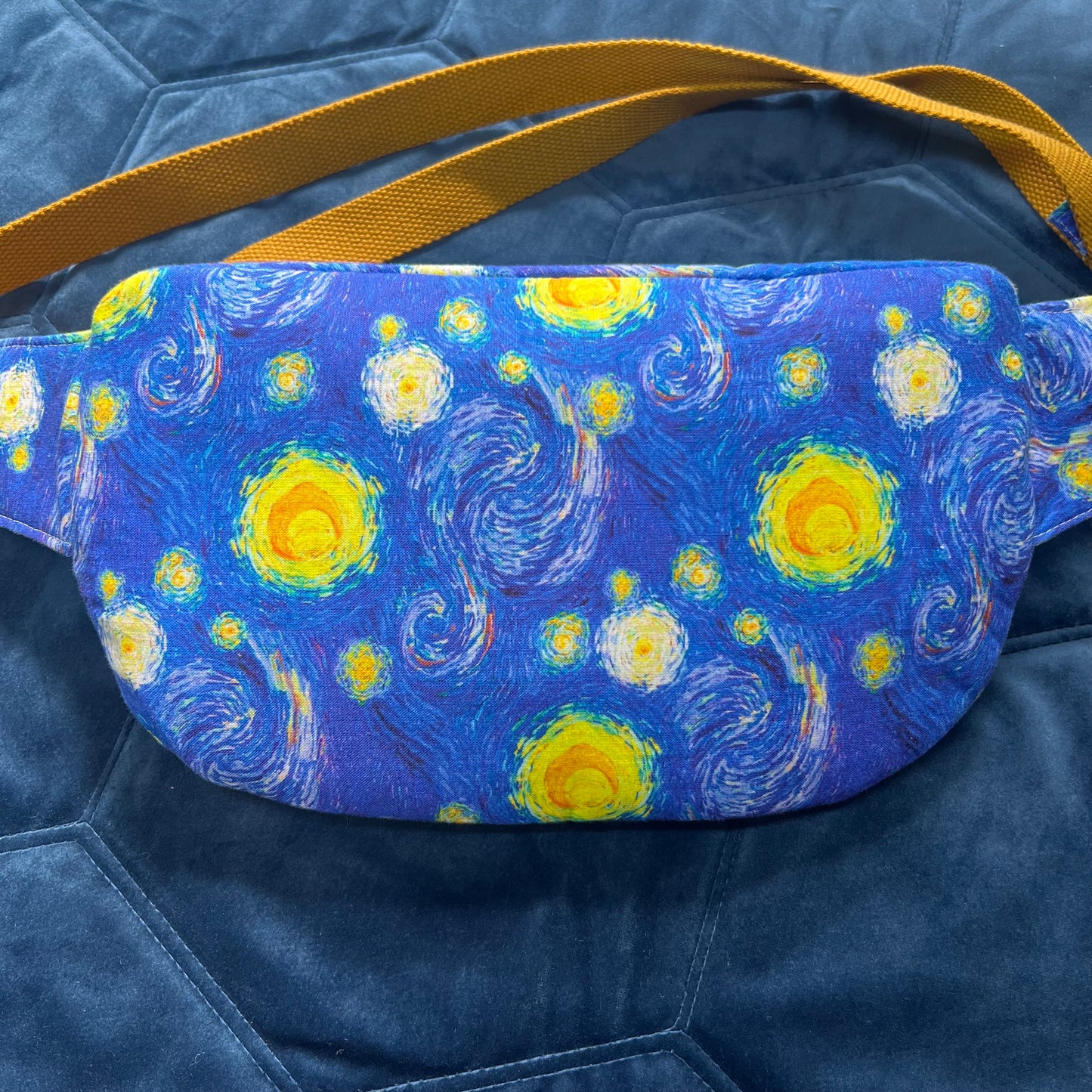 Upcycled Starry Night Sling Bag | Van Gogh Print Crossbody, Sustainable Fashion