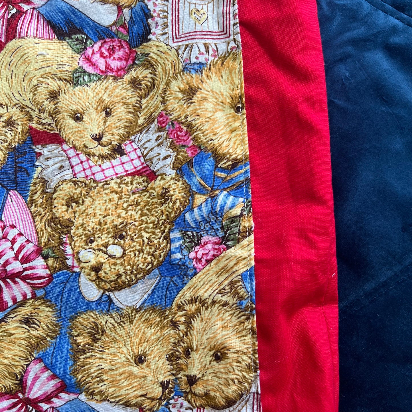 Upcycled Handcrafted Teddy Bear Tote | Vintage fabric | Fully Lined