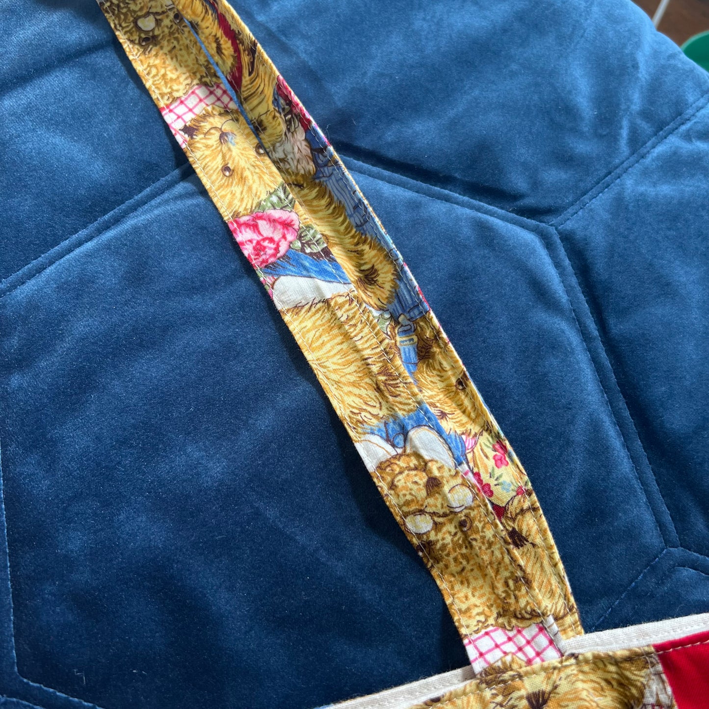 Upcycled Handcrafted Teddy Bear Tote | Vintage fabric | Fully Lined