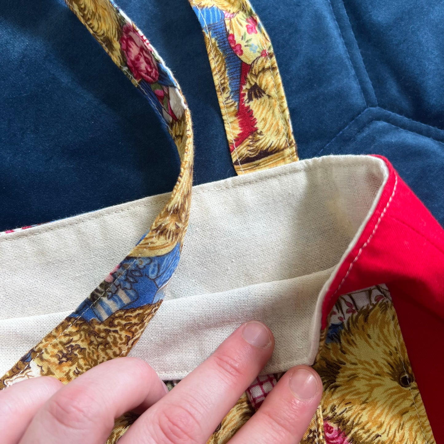 Upcycled Handcrafted Teddy Bear Tote | Vintage fabric | Fully Lined