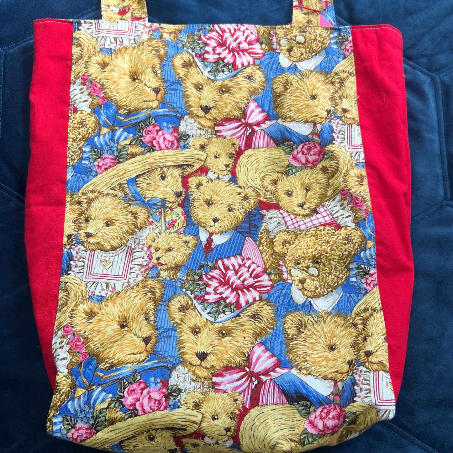 Upcycled Handcrafted Teddy Bear Tote | Vintage fabric | Fully Lined