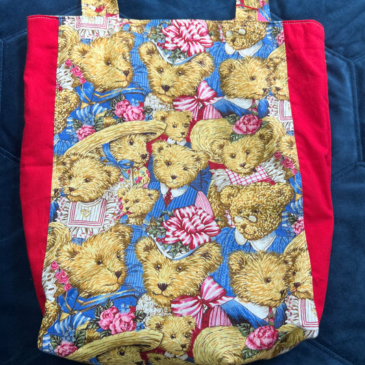 Upcycled Handcrafted Teddy Bear Tote | Vintage fabric | Fully Lined