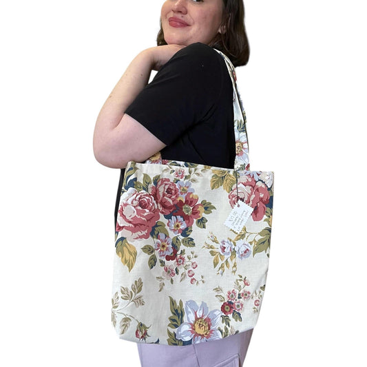 Upcycled  Floral Tote Bag Unlined | Eco Conscious Market Bag | Sustainable Accessories