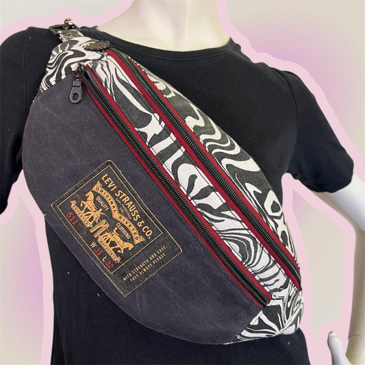 Upcycled Denim Bum Bag, Handmade Recycled Crossbody Bag