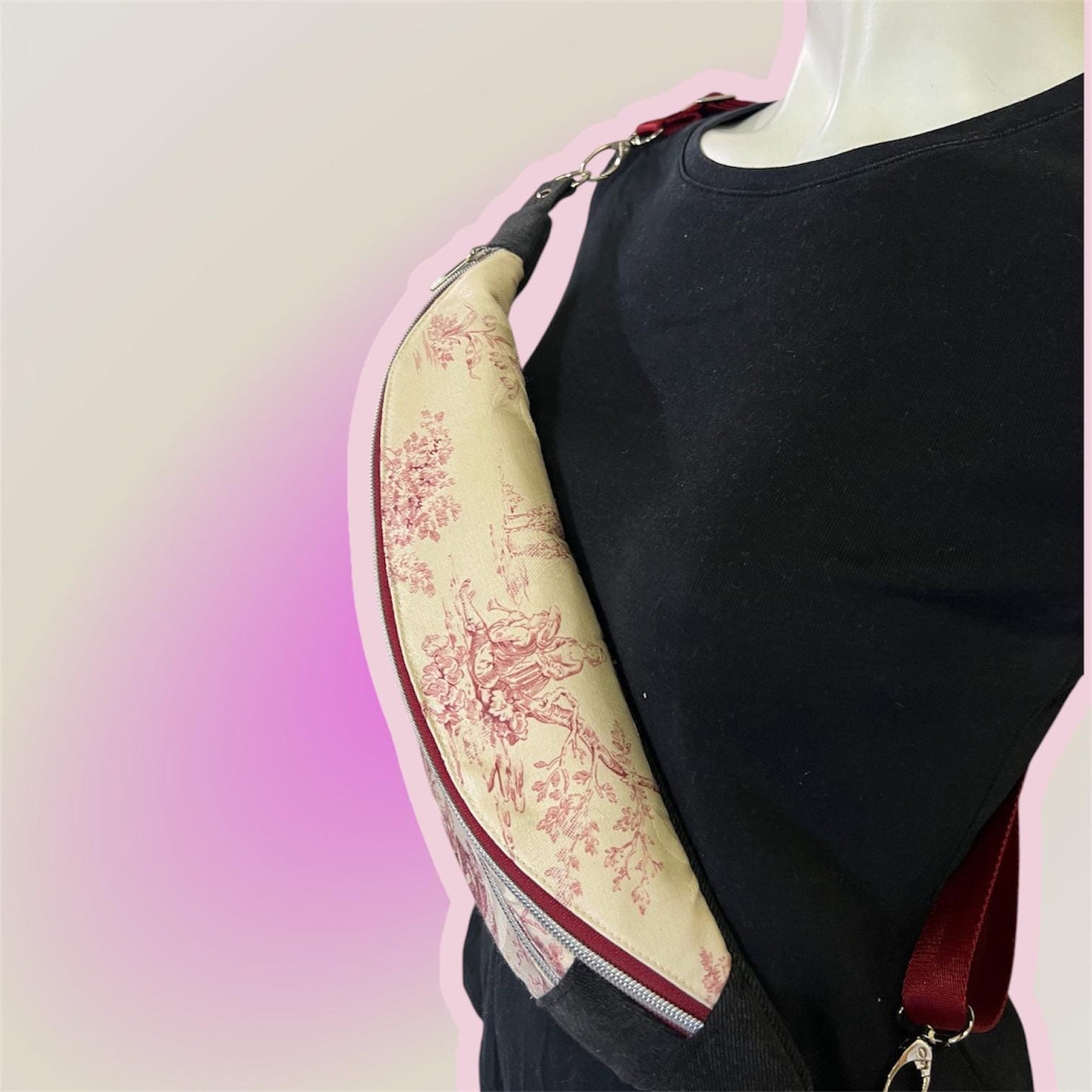 Upcycled Toile De Jouy Bum Bag, Handmade Recycled Crossbody