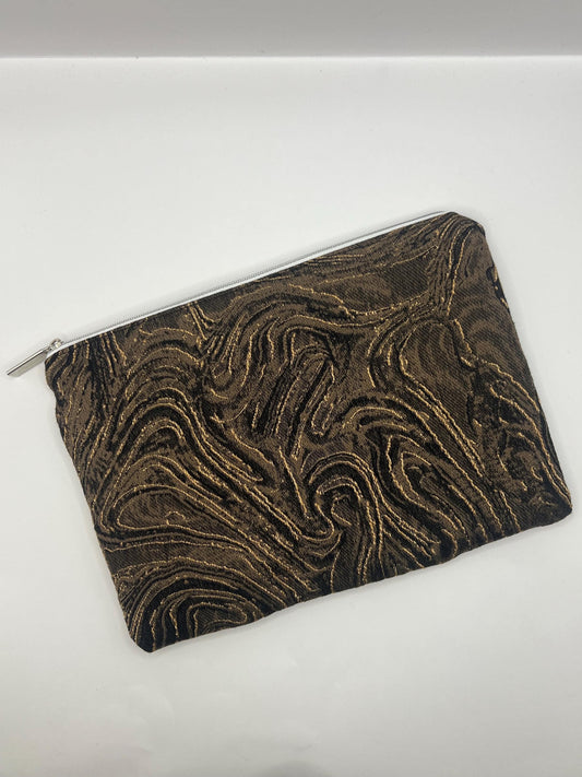 Upcycled Two Toned Swirly Cosmetic Bag / Storage Pouch / Pencil Case / Clutch Bag |  Repurposed Textiles
