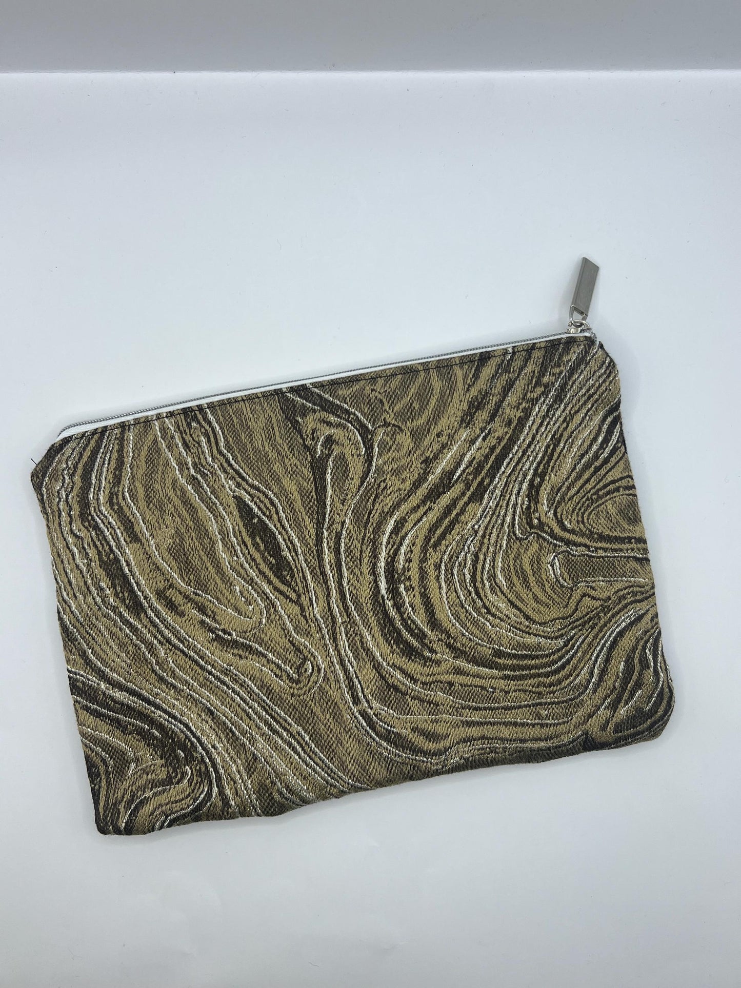 Upcycled Two Toned Swirly Cosmetic Bag / Storage Pouch / Pencil Case / Clutch Bag |  Repurposed Textiles