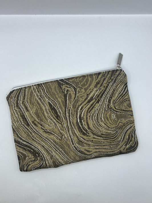 Upcycled Two Toned Swirly Cosmetic Bag / Storage Pouch / Pencil Case / Clutch Bag |  Repurposed Textiles