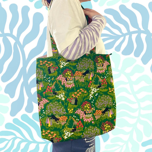 Upcycled Cat Tote - Ethically Handmade Bag from Reclaimed Textiles - Sustainable Gifting