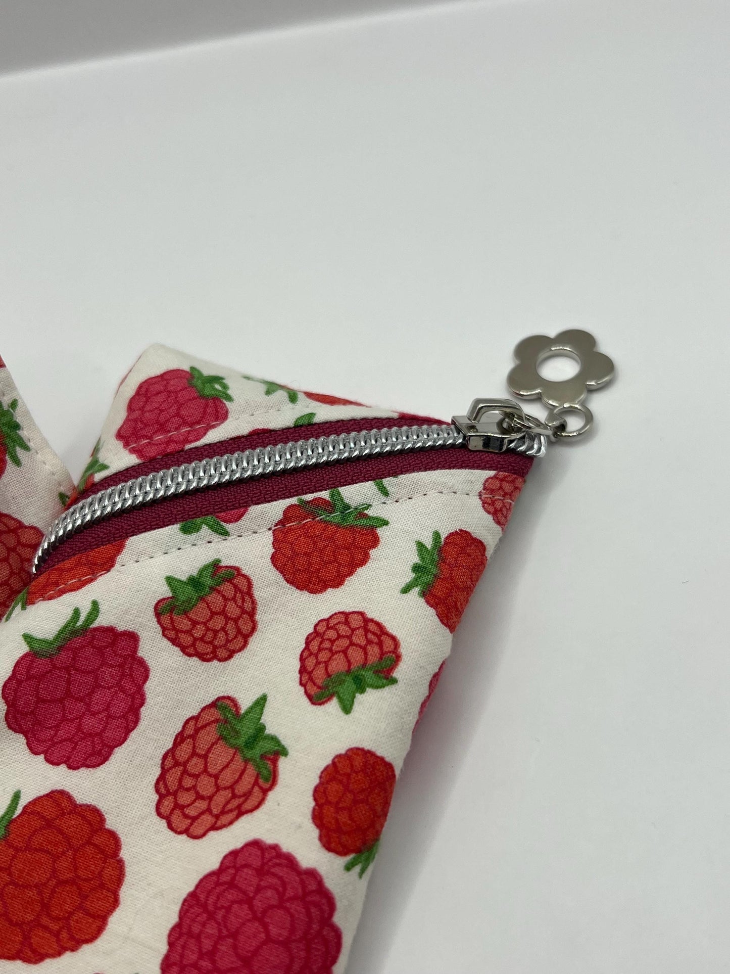 Upcycled Raspberry Glasses Case - Handmade Pencil Case - Repurposed Fabric