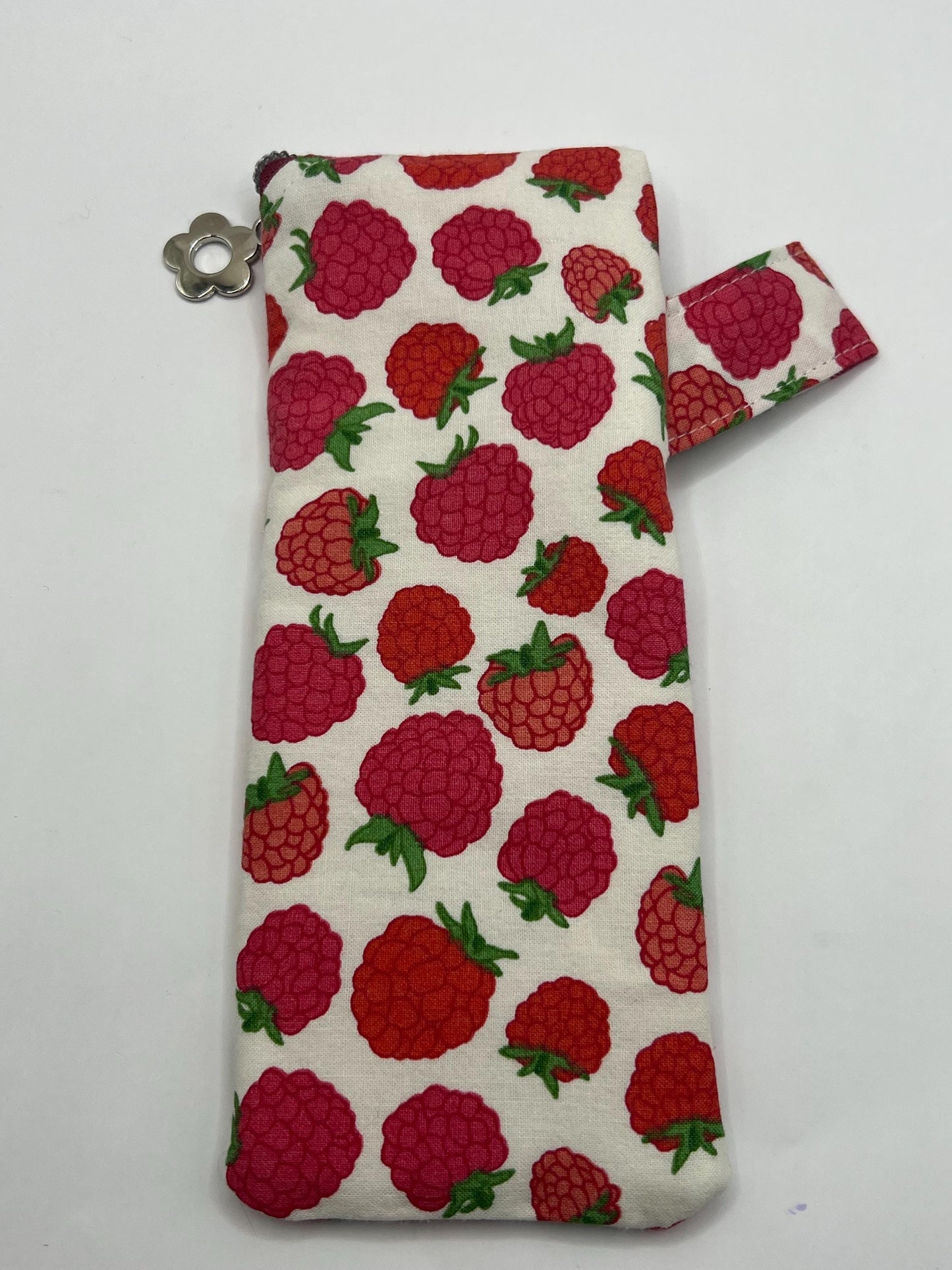 Upcycled Raspberry Glasses Case - Handmade Pencil Case - Repurposed Fabric