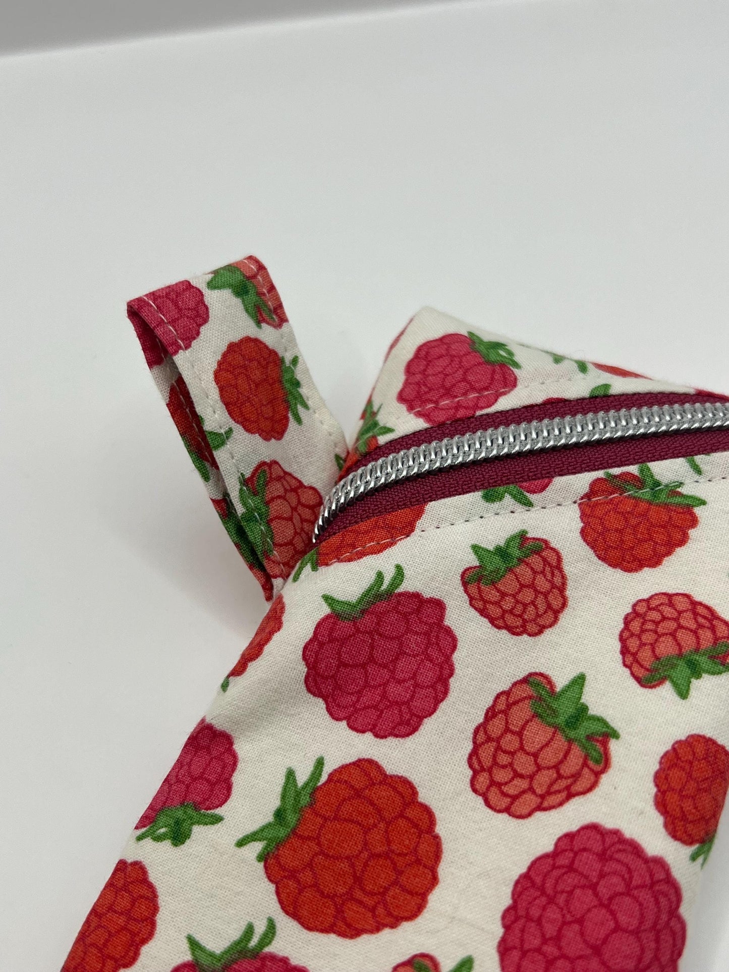 Upcycled Raspberry Glasses Case - Handmade Pencil Case - Repurposed Fabric