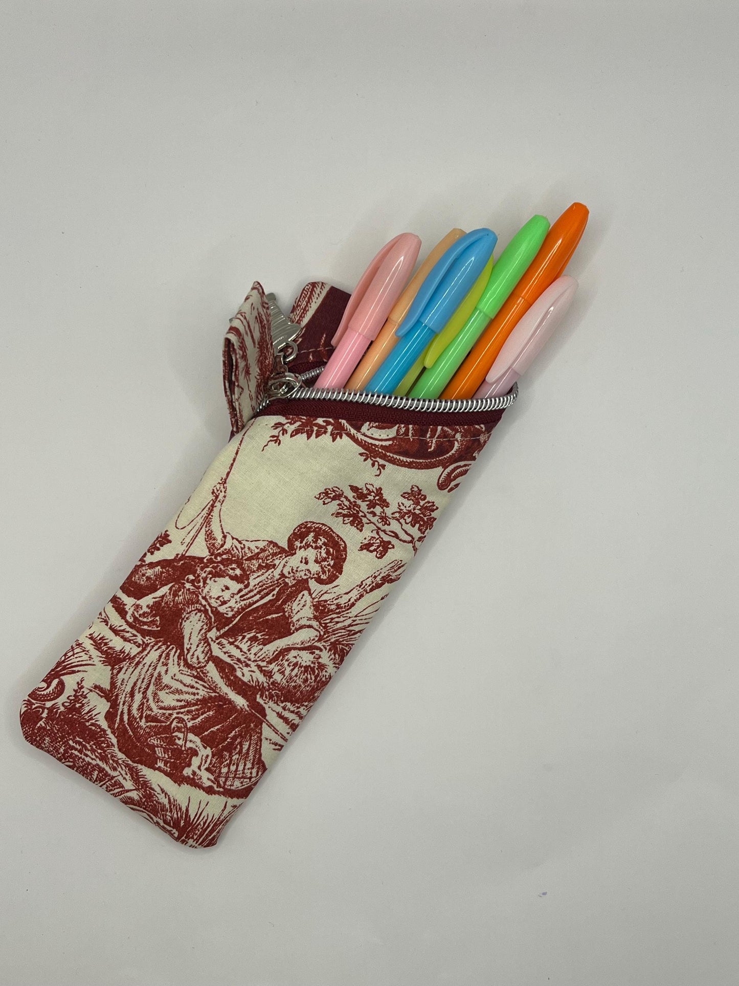 Upcycled Toile De Jouy Glasses Case - Handmade Pencil Case - Repurposed Fabric - Poetcore
