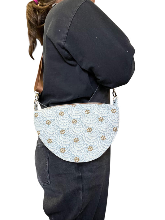 Repurposed Flat Sling Bag - Sustainable Floral Crossbody - Upcycled Textiles