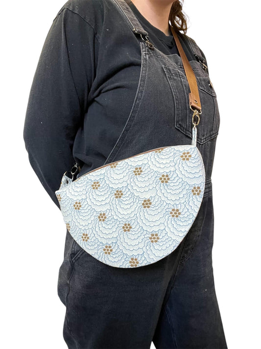 Repurposed Flat Sling Bag - Sustainable Floral Crossbody - Upcycled Textiles